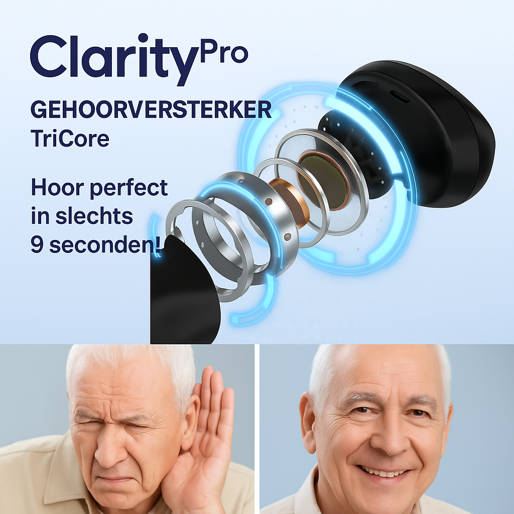ClarityPro™ TriCore Gehoorversterker | Hoor perfect in slechts 9 seconden!