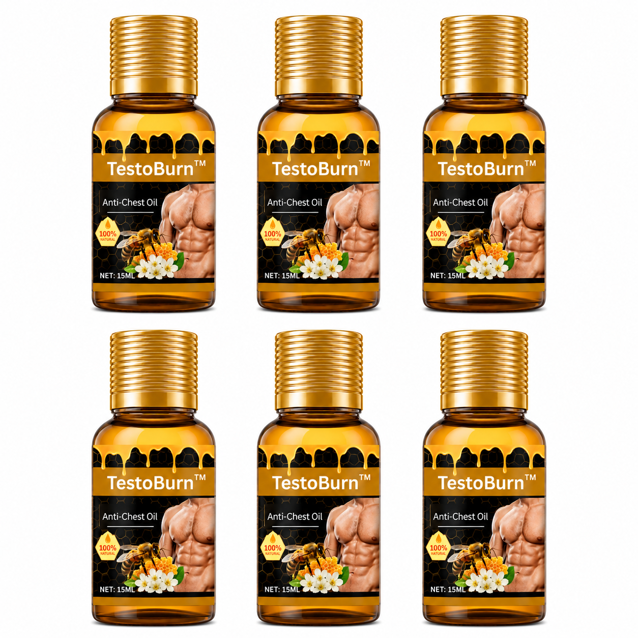 TestoBurn™ Anti-Borstolie | Vermindert de Borst bij Mannen in 7 Dagen, Zonder Chirurgie!
